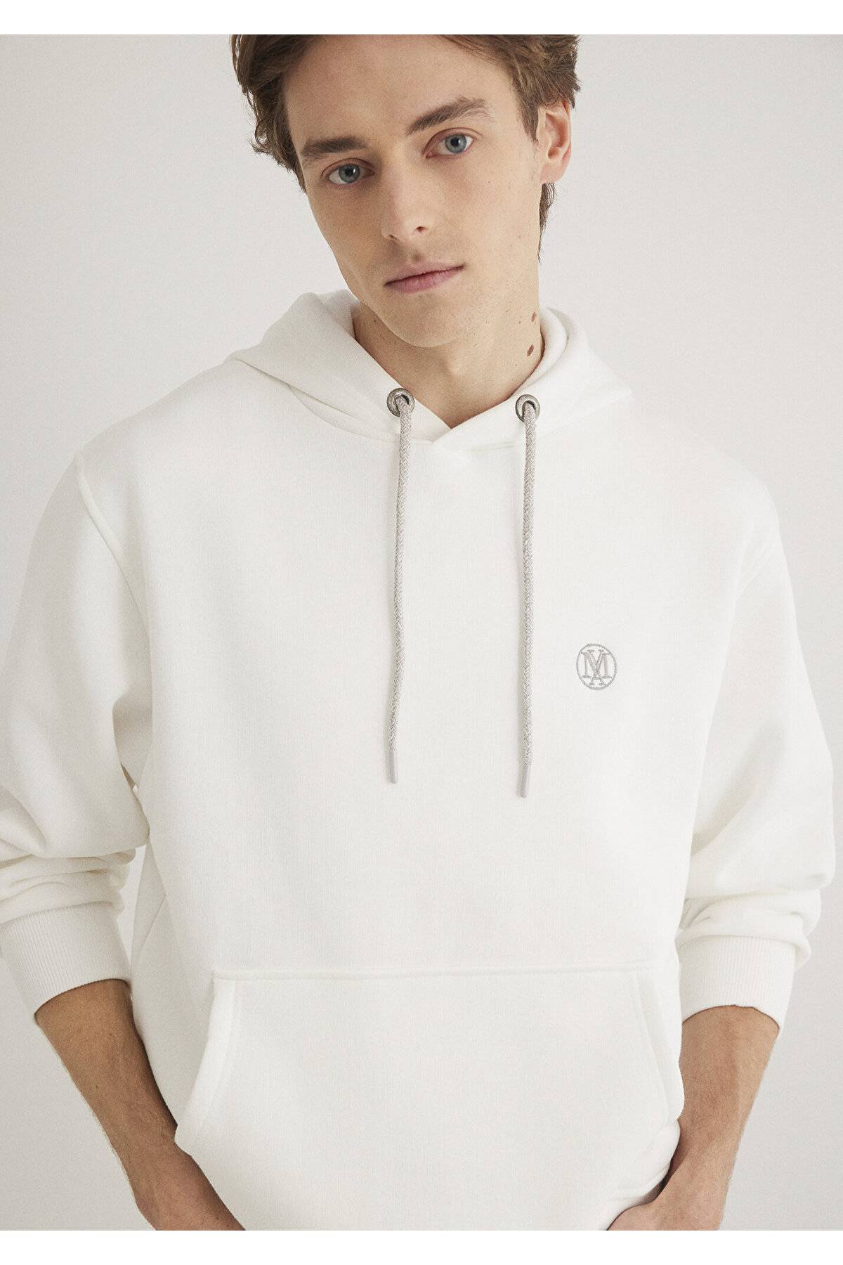 سویشرت سرپوش نارنجی لوگو دوزی شده -70481