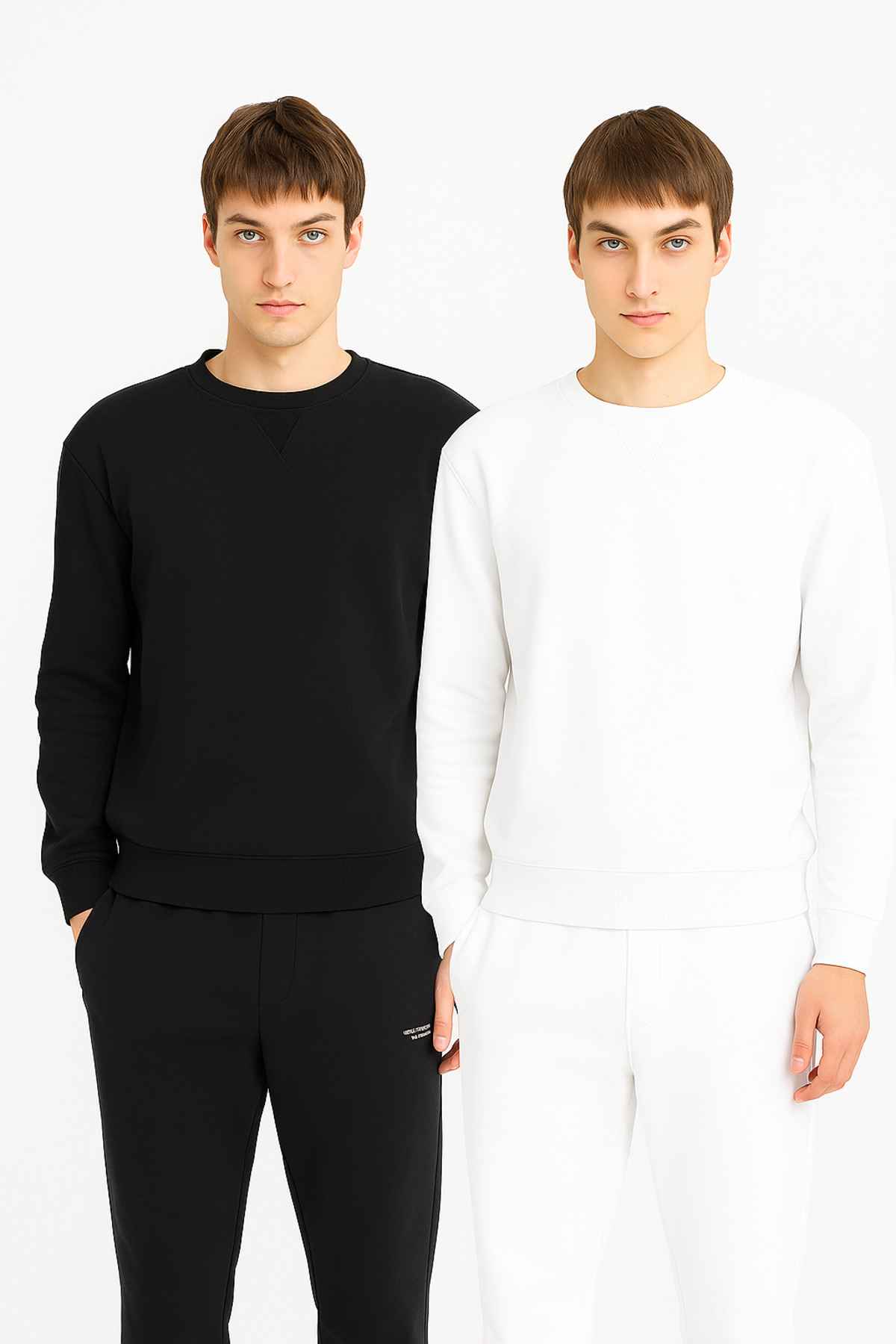 سوئیشرت ساده خاکی سایز اورسایز فیت پهن با یقه ضخیم پارچه ساده T5139az24au