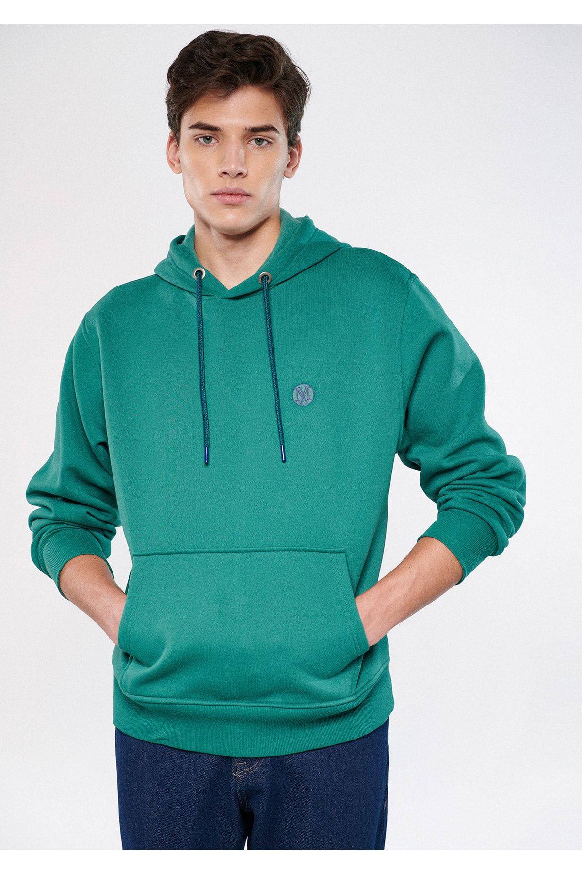 سویشرت سرپوش نارنجی لوگو دوزی شده -70481