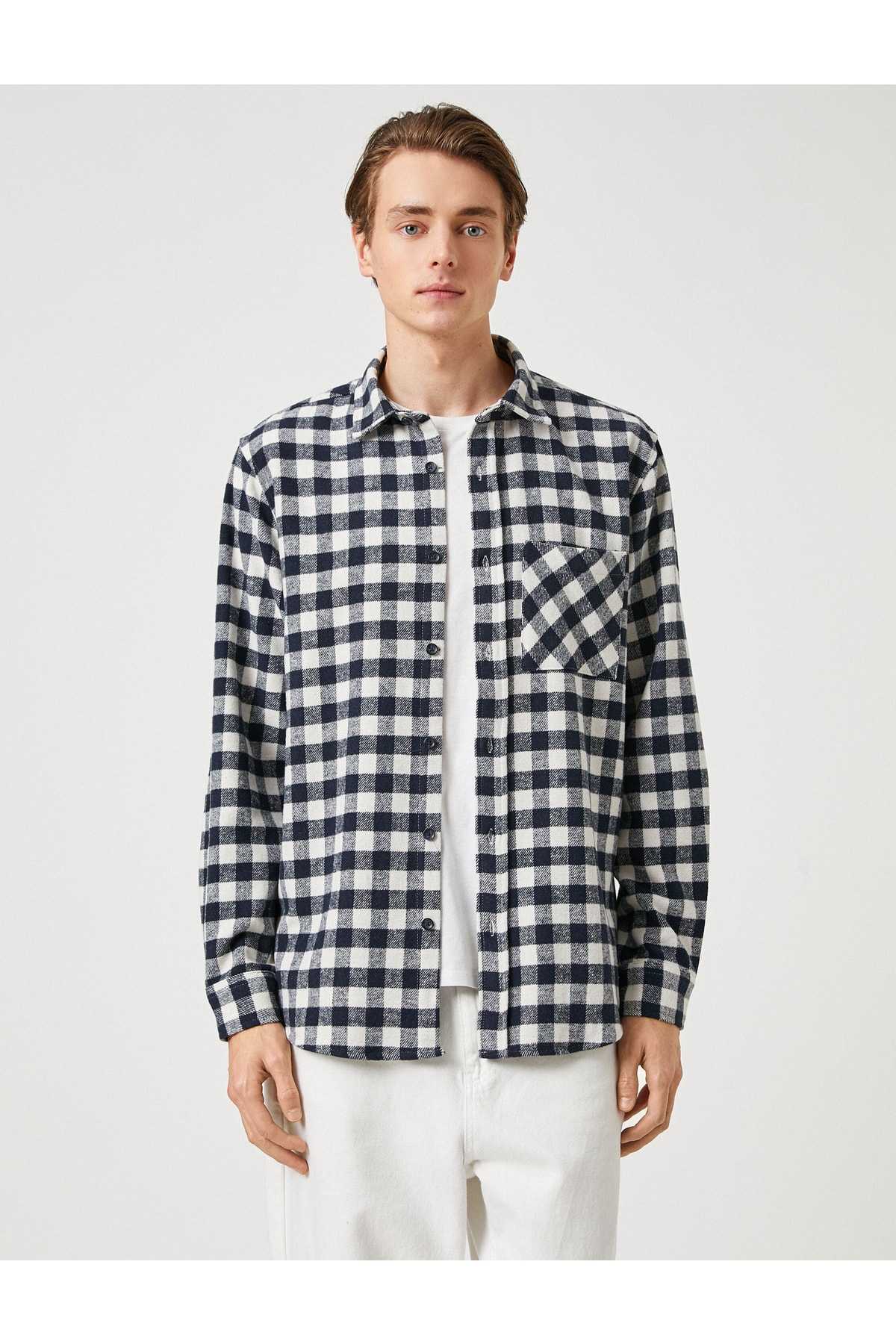 آستین بلند یقه کلاسیک با جیب پیراهن الوار جک